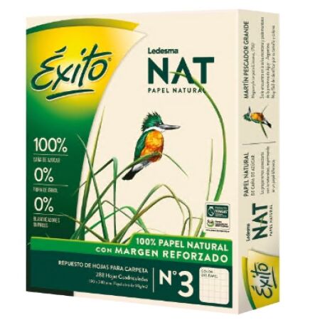 Repuesto Exito Nat Margen Reforzado Cuadriculado 288 Hojas