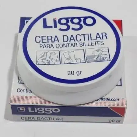 Cera dactilar Liggo 20 gramos antibacterial para contar billetes