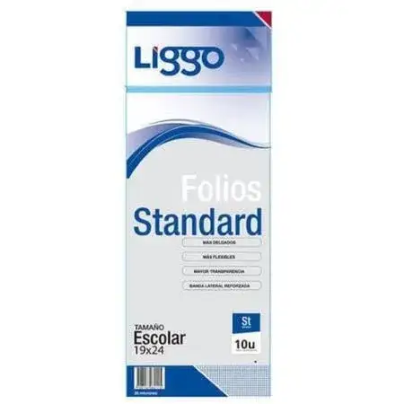 Folios Liggo Standard 30 micrones Escolar 10 unidades