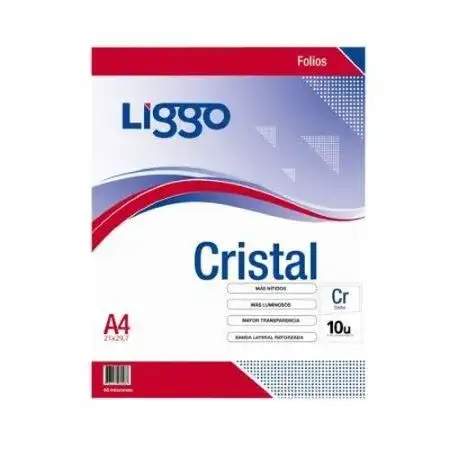 Folios Liggo Cristal 40 micrones A4 10 unidades