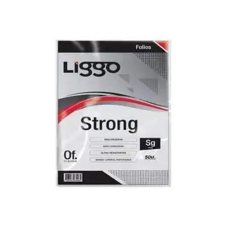 Folios Liggo Strong 100 micrones Oficio 50 unidades