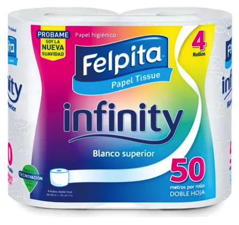 Papel Higienico Felpita Doble Hoja Infinity 4x50mts