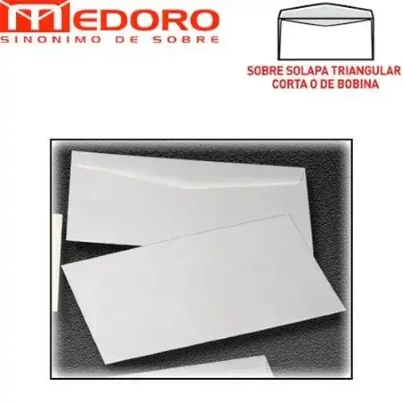 Sobres Medoro Oficio Inglés Papel obra 120x235mm Blanco caja x 500 90gr