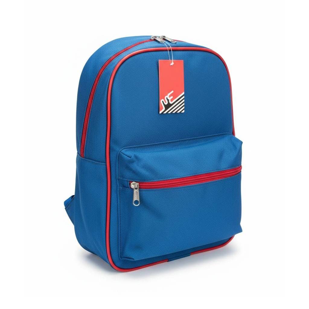 Mochila 12 Azul/Rojo Bolsillo Cuadrado