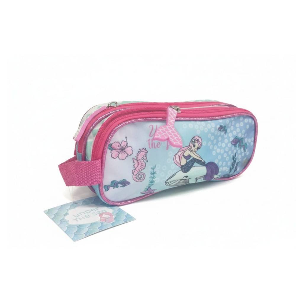 Cartuchera - Canopla Mermaid Doble Lona con Vivo Brilloso