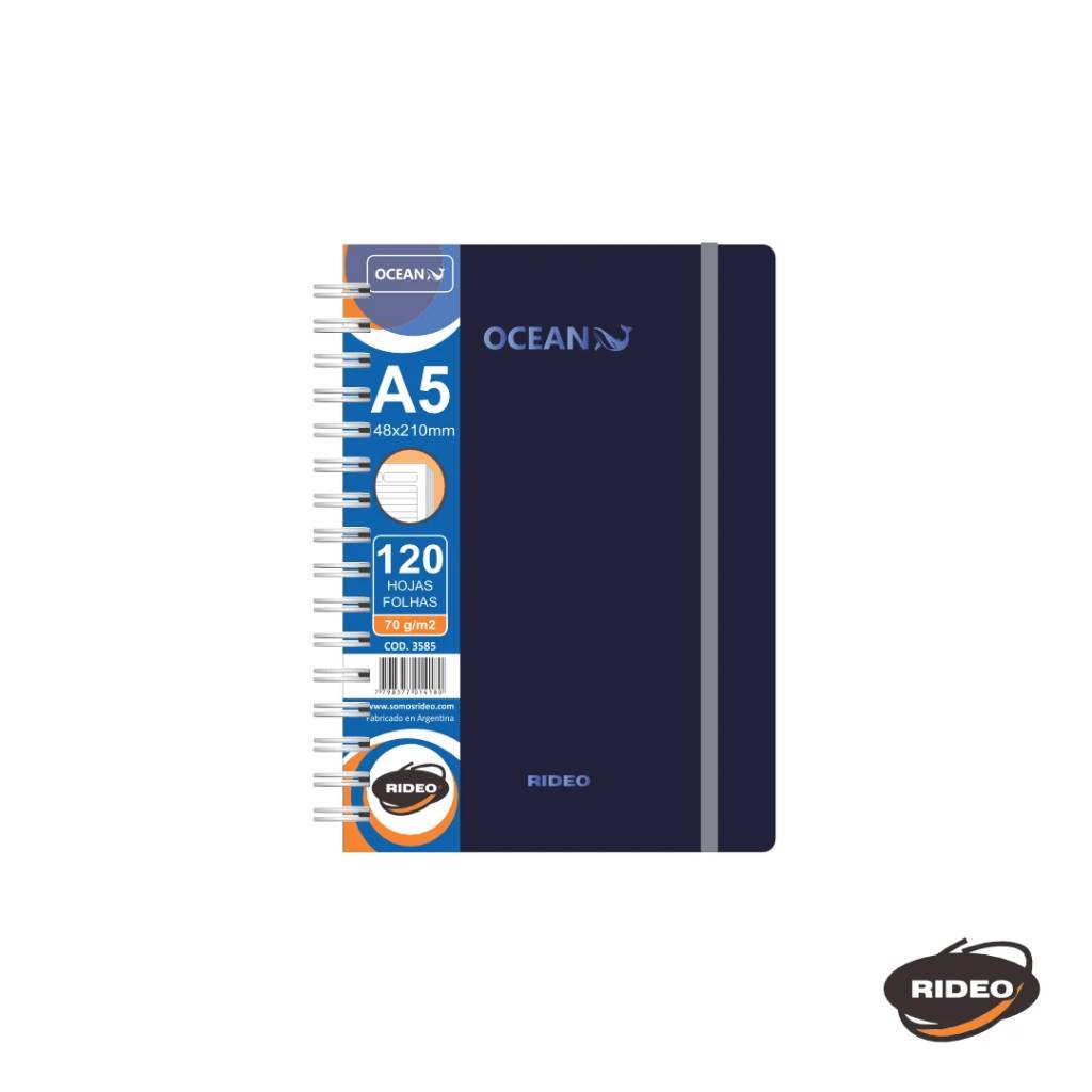 Cuaderno Rideo A5 120h Rayado Ocean
