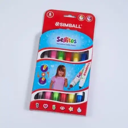 Marcadores Simball Sellitos 6 colores con Sellos