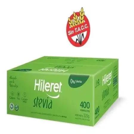 Edulcorante Hileret Stevia En sobre Caja x 400 un