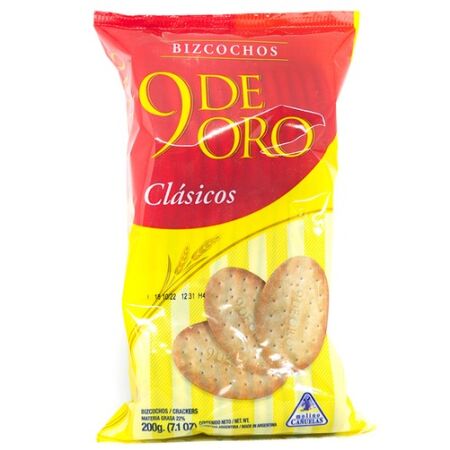 Bizcochos 9 de Oro Salados 200 grs x unidad