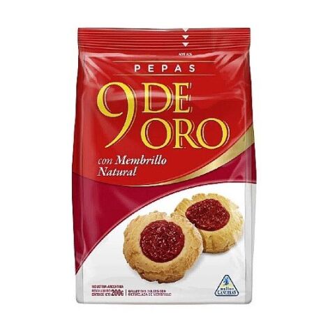 Galletita 9 de Oro Pepas de membrillo 200 grs x Unidad