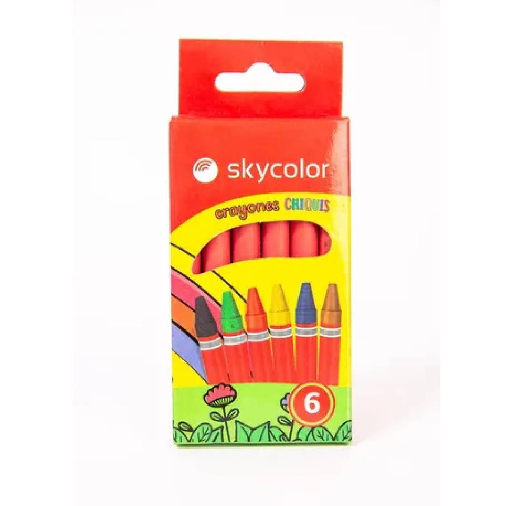 Crayones De Cera Skycolor Chiquis X 6 Colores Surtidos -2