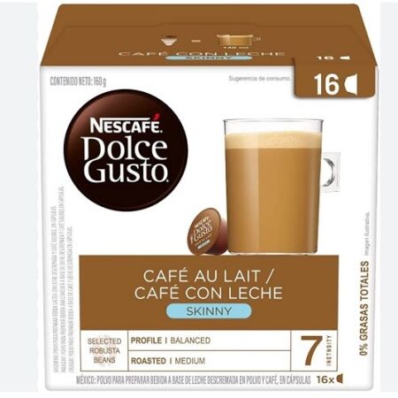 Café Nescafe Dolce Gusto En cápsula 16 un (8cafe 8 leche) Café y Leche cremosa