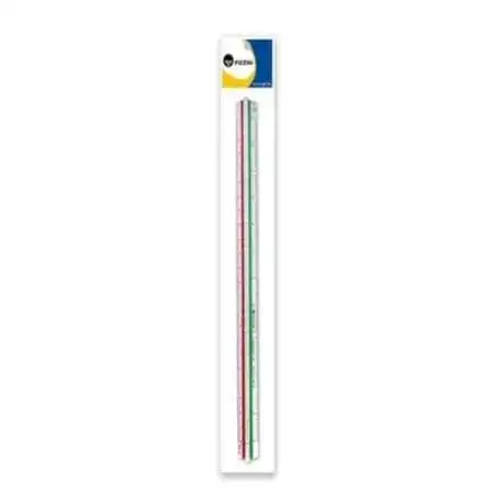 Escalímetro Pizzini 30cm Lineas color por lado 1:20; 1:50; 1:100; 1:25; 1:75; 1:125