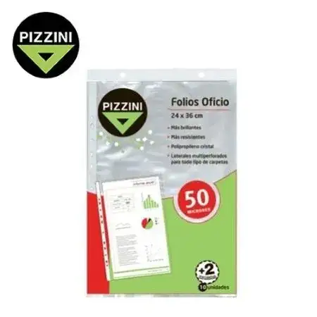 Folios Pizzini 50 micrones Oficio 100 unidades PPP