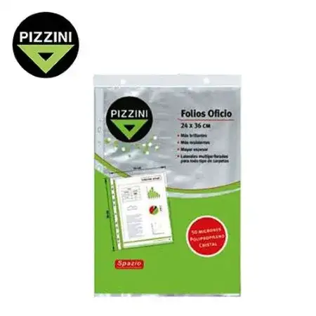 Folios Pizzini 50 micrones Oficio 12 unidades PPP