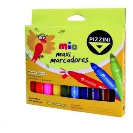 Marcadores Pizzini Escolares Gruesos 10 colores -2