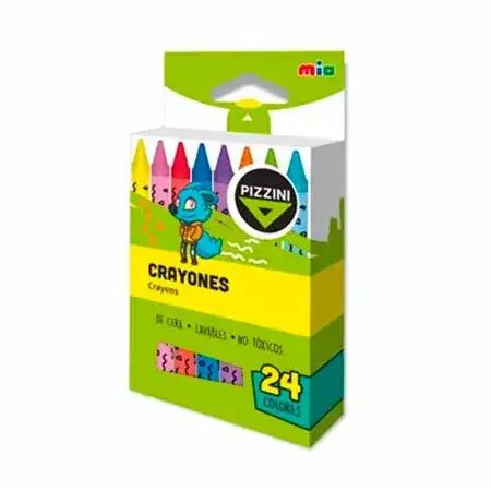 Crayones Pizzini de cera cortos 24 colores