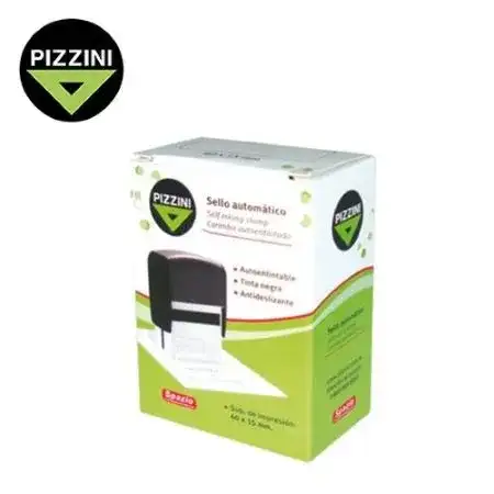 Sello Pizzini automático 30x12mm Negro Nº10