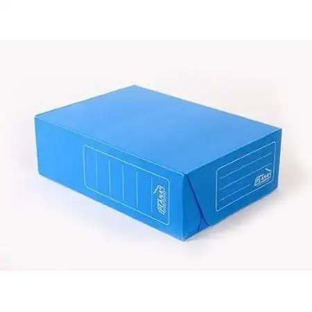 Caja archivo Plana Cierre al medio Oficio x 12cm Azul Plástica