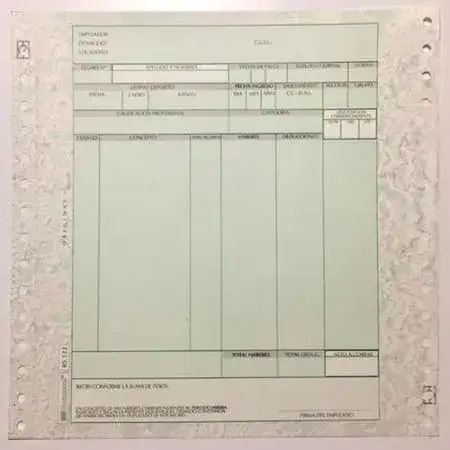 Formulario continuo Formacel Sueldos Duplicado carbonico 8pulg 23cm 250 Recibos