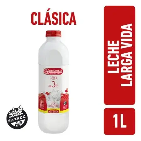 Leche entera La Serenisima UAT 3%. Vitaminas A, C, D y E. Clásica Edge 1L