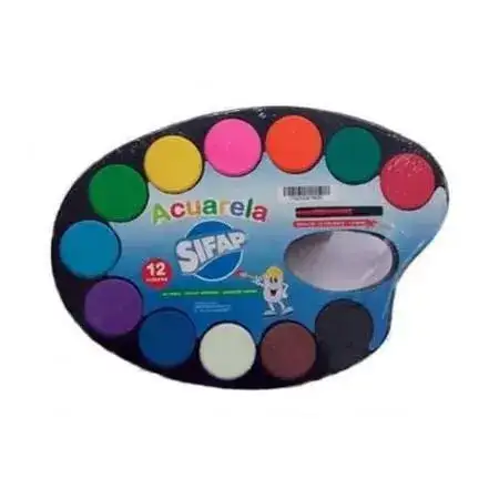 Acuarelas Sifap Escolar 12 colores Con pincel