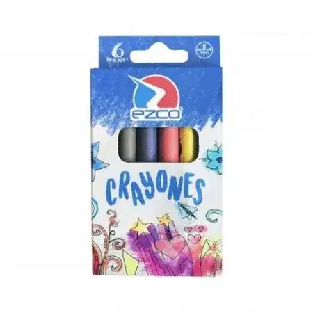 Crayones Ezco Escolares de cera cortos 6 colores Diámetro 8 mm