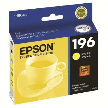 Cartucho impresora Epson 196 XL 290 pág Amarillo XP401, 411, WF 2512, 2532