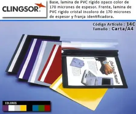 Carpeta base opaca Clingsor 14C Cubierta transparente A4 Azul PVC 170 micr