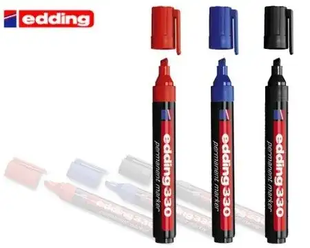 Marcador Edding 330 Permanente Punta biselada 1-5mm Rojo Recargable