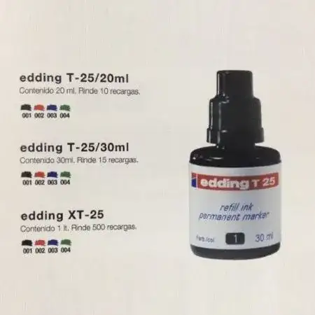 Tinta marcador permanente Negro  Edding T25N 20ml