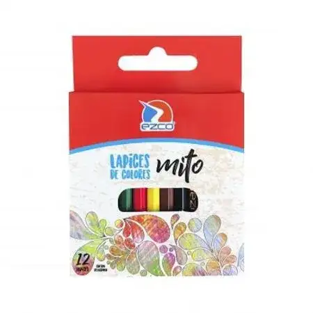 Lápices Ezco Mito Cortos 12 colores Cuerpo Plástico - Hexagonal