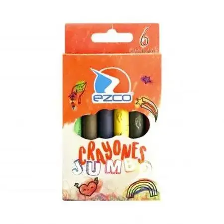 Crayones Ezco Jumbo de cera cortos 6 colores Diámetro 11 mm