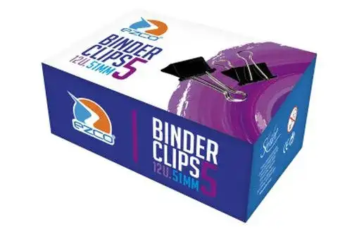 Binder Clips Ezco Nº5 Metálico 51mm Negro Caja x 12