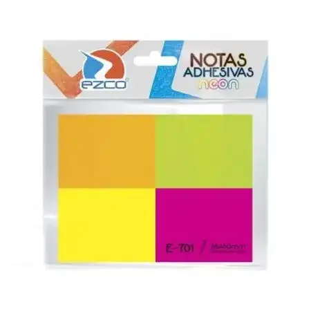 Notas adhesivas Ezco E-701 Neón 38x50mm 4 colores 50 hojas